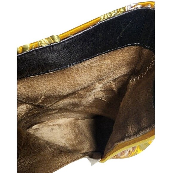 Satin Brocade Stiletto Ankle Boots Yellow Embroidered Size 6.5 EU Asian 235 - Picture 8 of 11